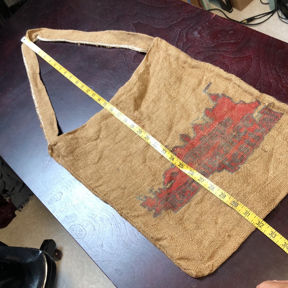 Vintage Michigan Renaissance Festival Faire Brown Burlap Shoulder Bag Tote Sack - Picture 3 of 5